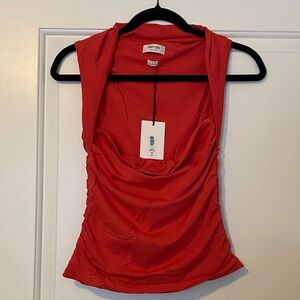 Aritzia Vibrant Red Ruched Blouse